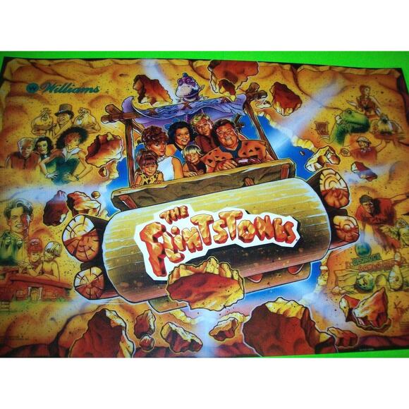 The Flintstones Pinball Machine Translite Game Art Original NOS 1994